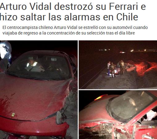 有惊无险！智利铁腰比达尔遭遇车祸幸无大碍